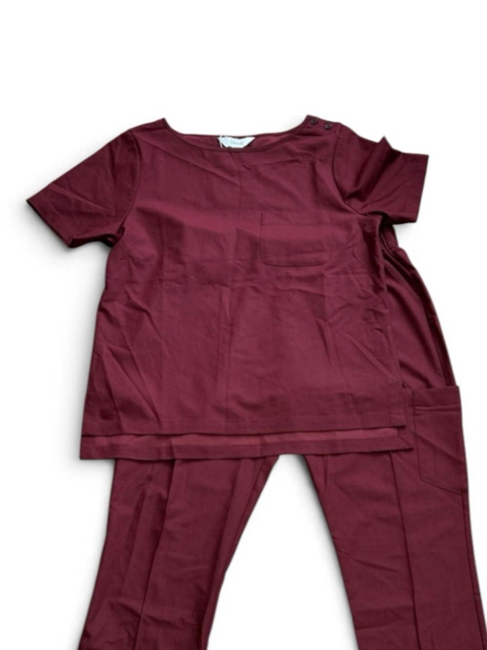 NWT Fabled Burgundy Scubs Set Cargo Sweatpants with Elastic Waist Top Sz M
